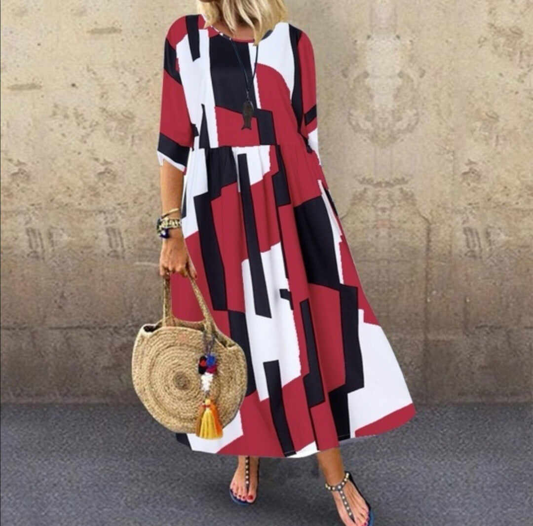 Printed Mid-Length Dress