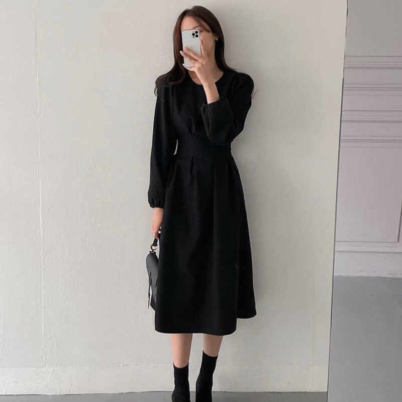 Puff Sleeve Mid-length Dress