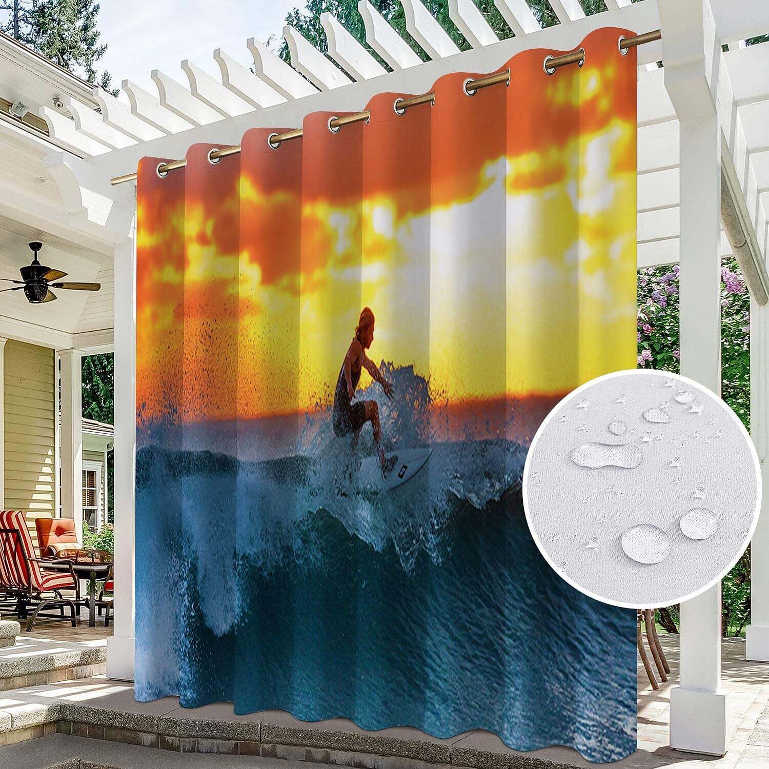 2 Panels Outdoor Curtain Privacy Waterproof