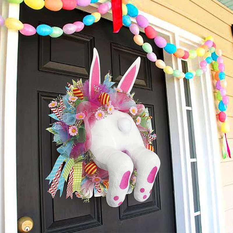 2023 New Easter Bunny Wreath Happy Easter Rabbit Decoration