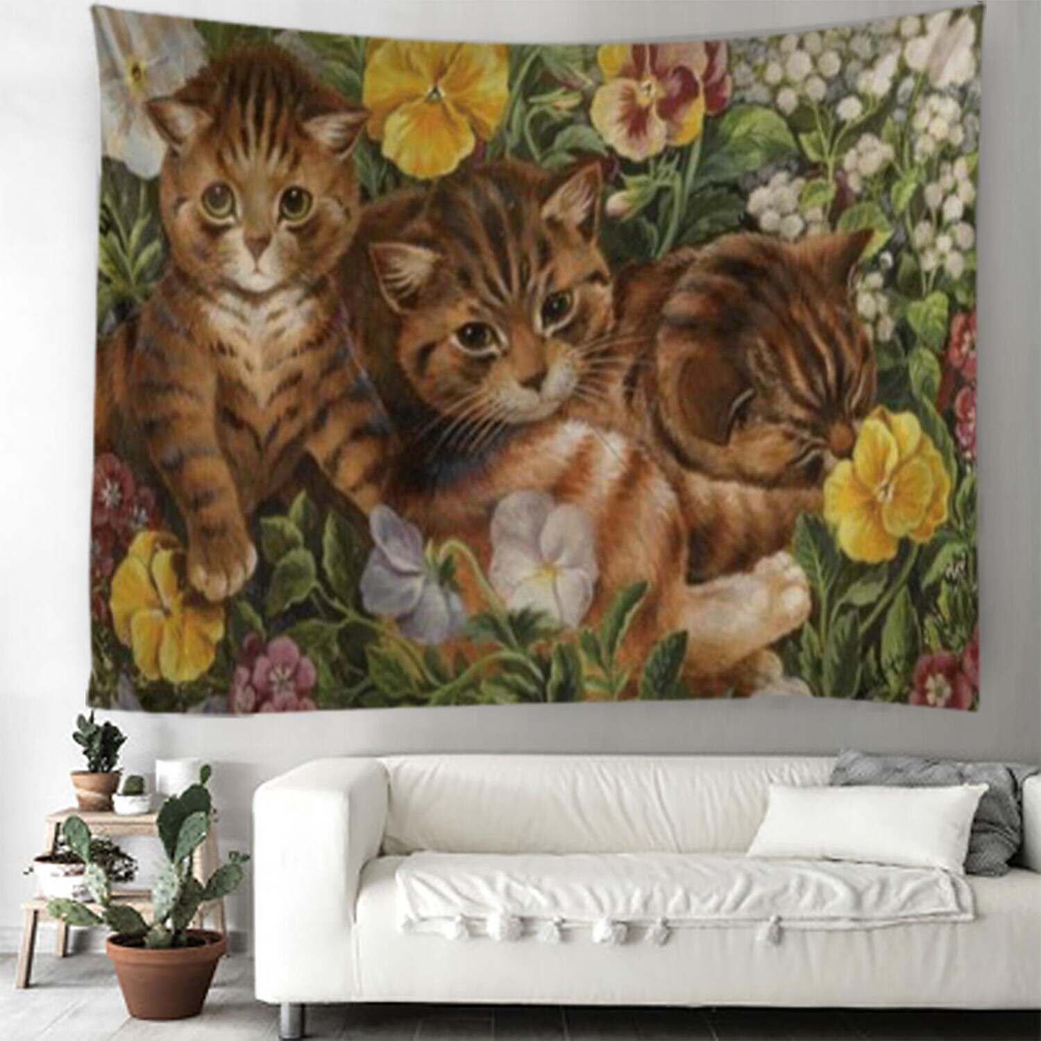 Funny Animal Large Wall Tapestry Cat Art Decor