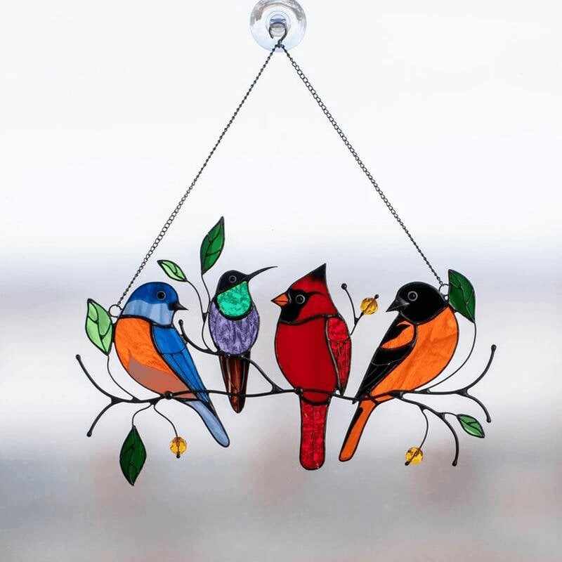 BIG SALE - 60% OFFThe Best Gift-Birds Stained  Window  Panel Hangings