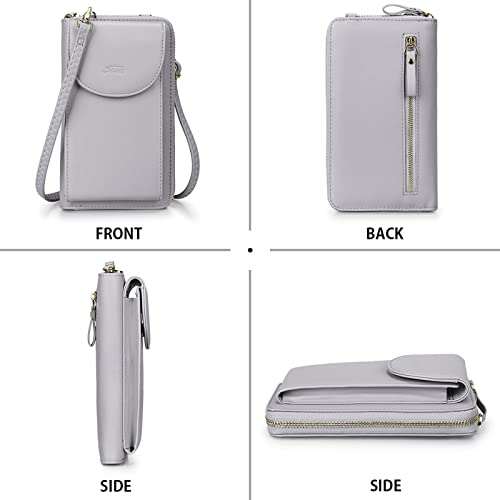 S-ZONE PU Leather RFID Blocking Crossbody Cell Phone Bag for Women Wallet Purse