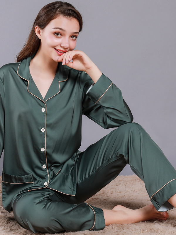 Regular Sleeve Others Simple Regular Fit Plain Matching Couple Pajama Set