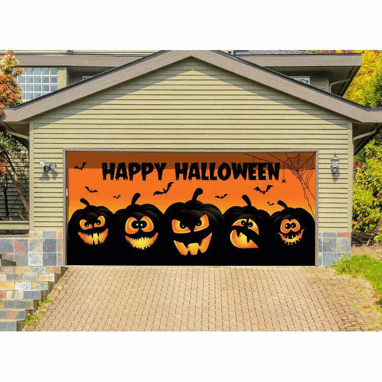 7' x 16' Happy Halloween Jack-Lanterns Garage Door Mural