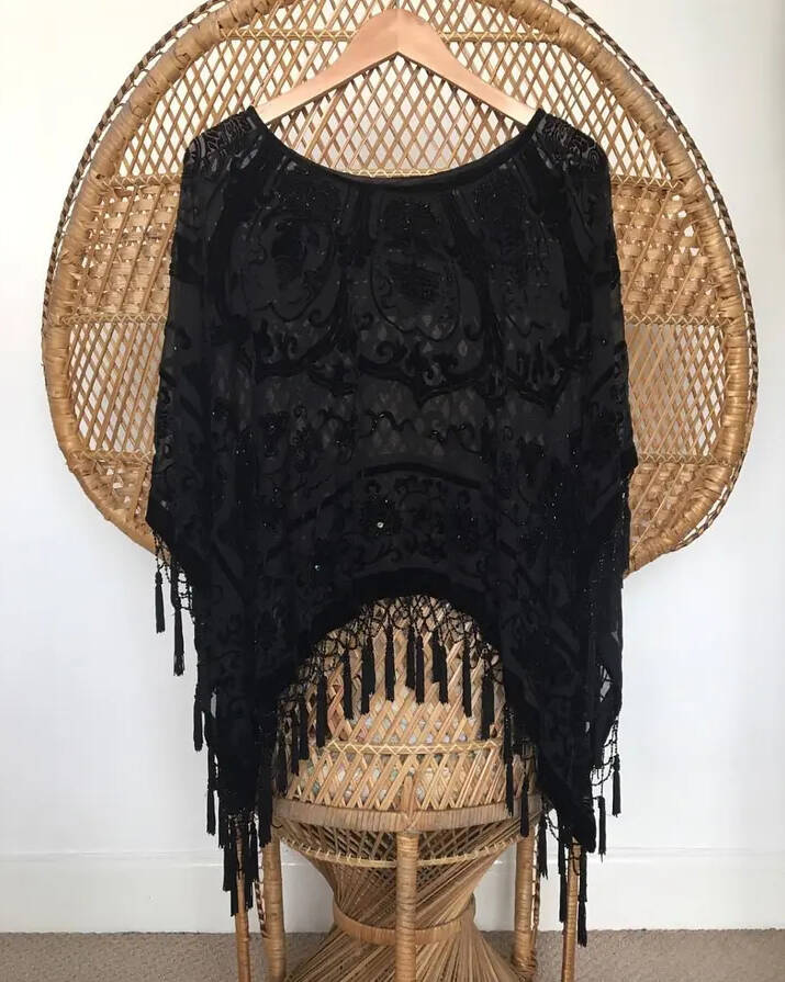 cape fringed kimono cardigan