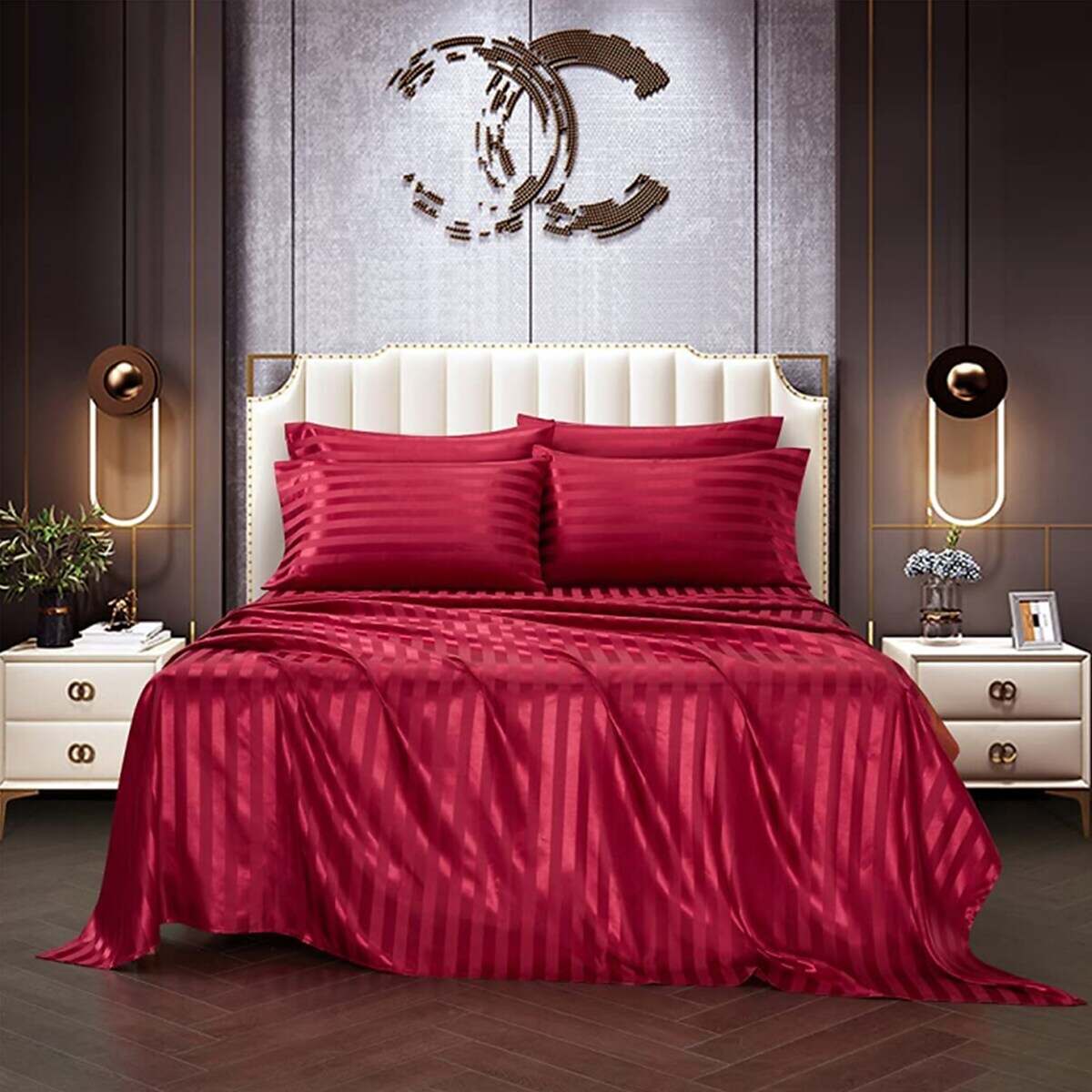 Luxury Satin Black Bedding Sheet Sets Queen/King Size/Twin/Single