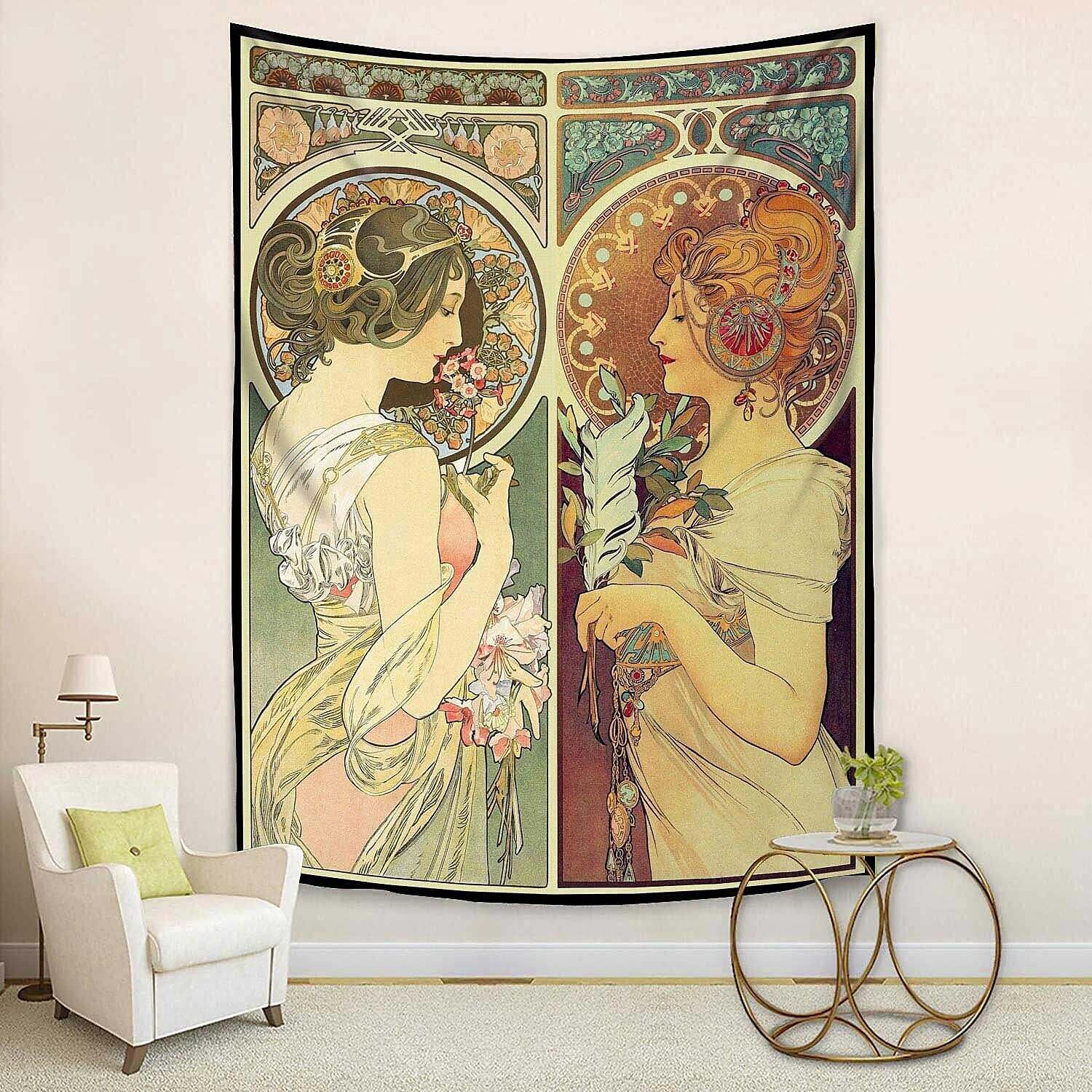 Art Nouveau Lady Victoria Tapestry Medieval Wall Art Decoration