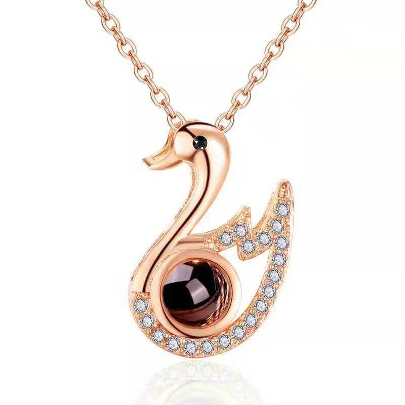 Personilized Strass Swan Necklace Pendant Necklace Women/Girl Jewelry