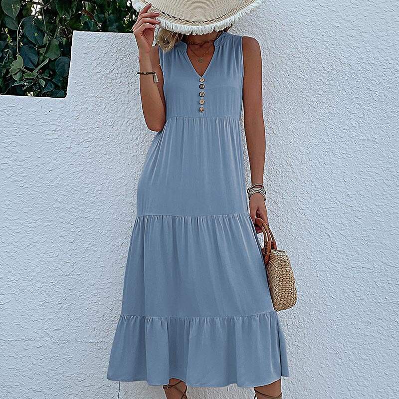 Solid color comfort casual dress