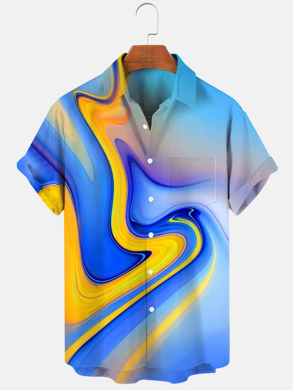 Abstract Men's Shirts With Pocket