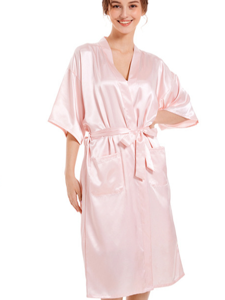 V Neck Plain Loose Elegant Nightdress