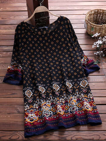 Women Other | Bohemian Printed O-Neck Mini Dresses - IF16548