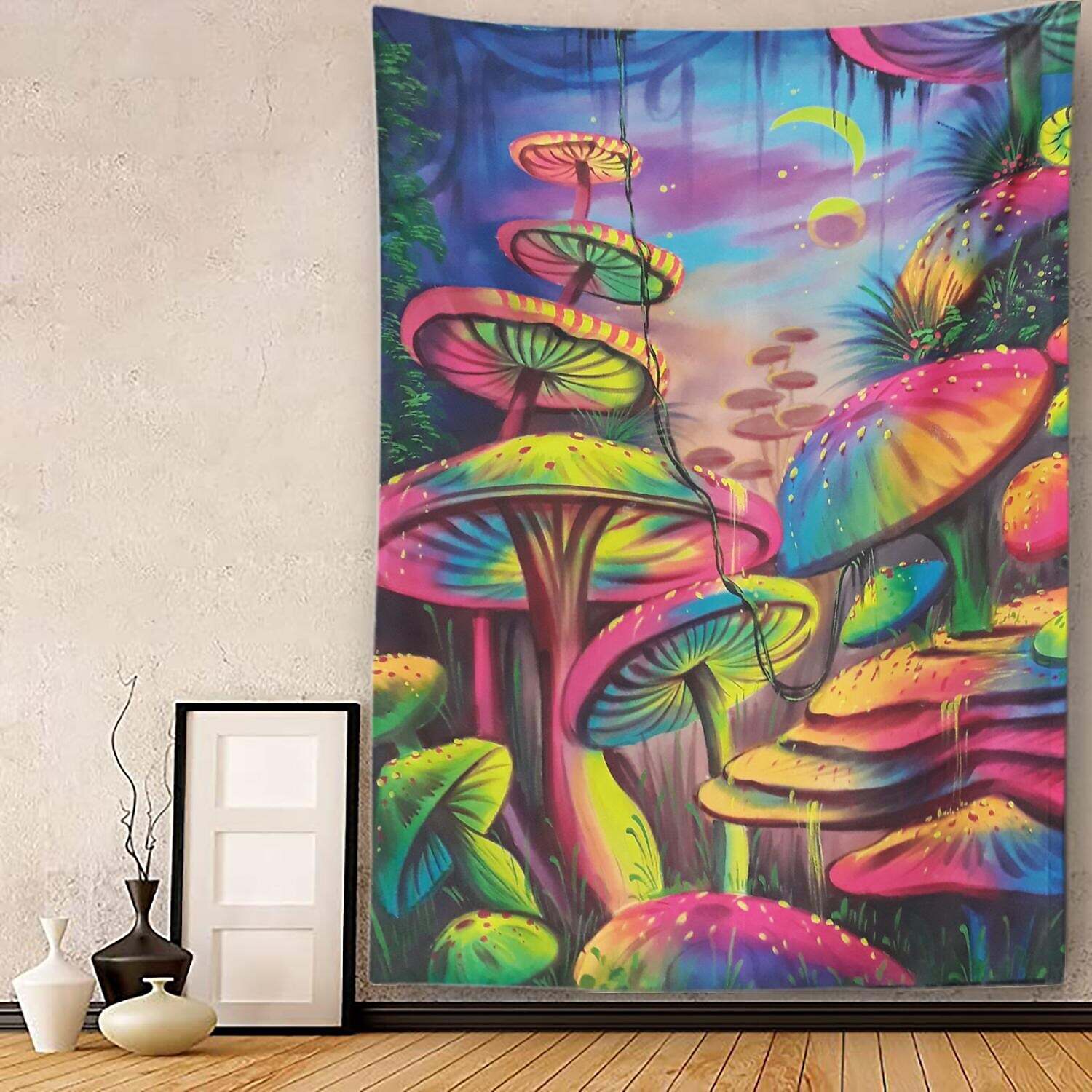 Trippy Mushroom Wall Tapestry Art Decor