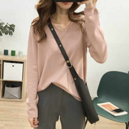 Solid Color Long-sleeved Sweater