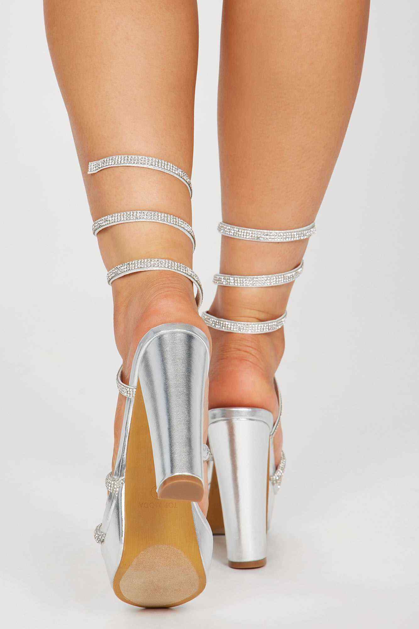 Many Secrets Strappy Heeled Sandals   Silver