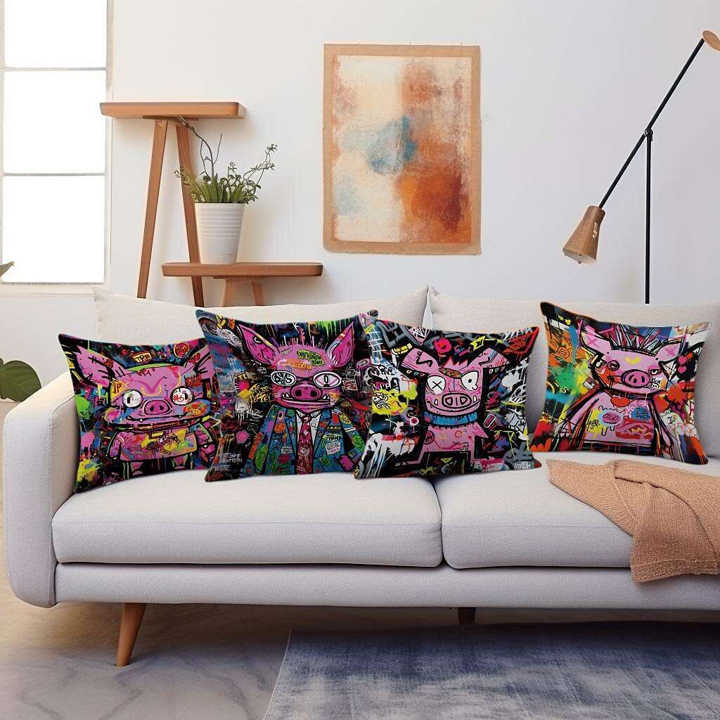 Graffiti Pig Pillow Cover 4PC