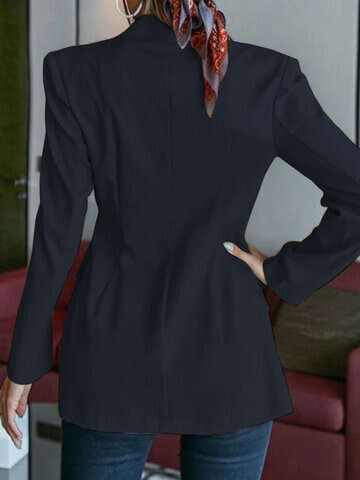 Women Blazers | Asymmetrical Solid Long Sleeve Lapel Casual Women Blazer - IW64622