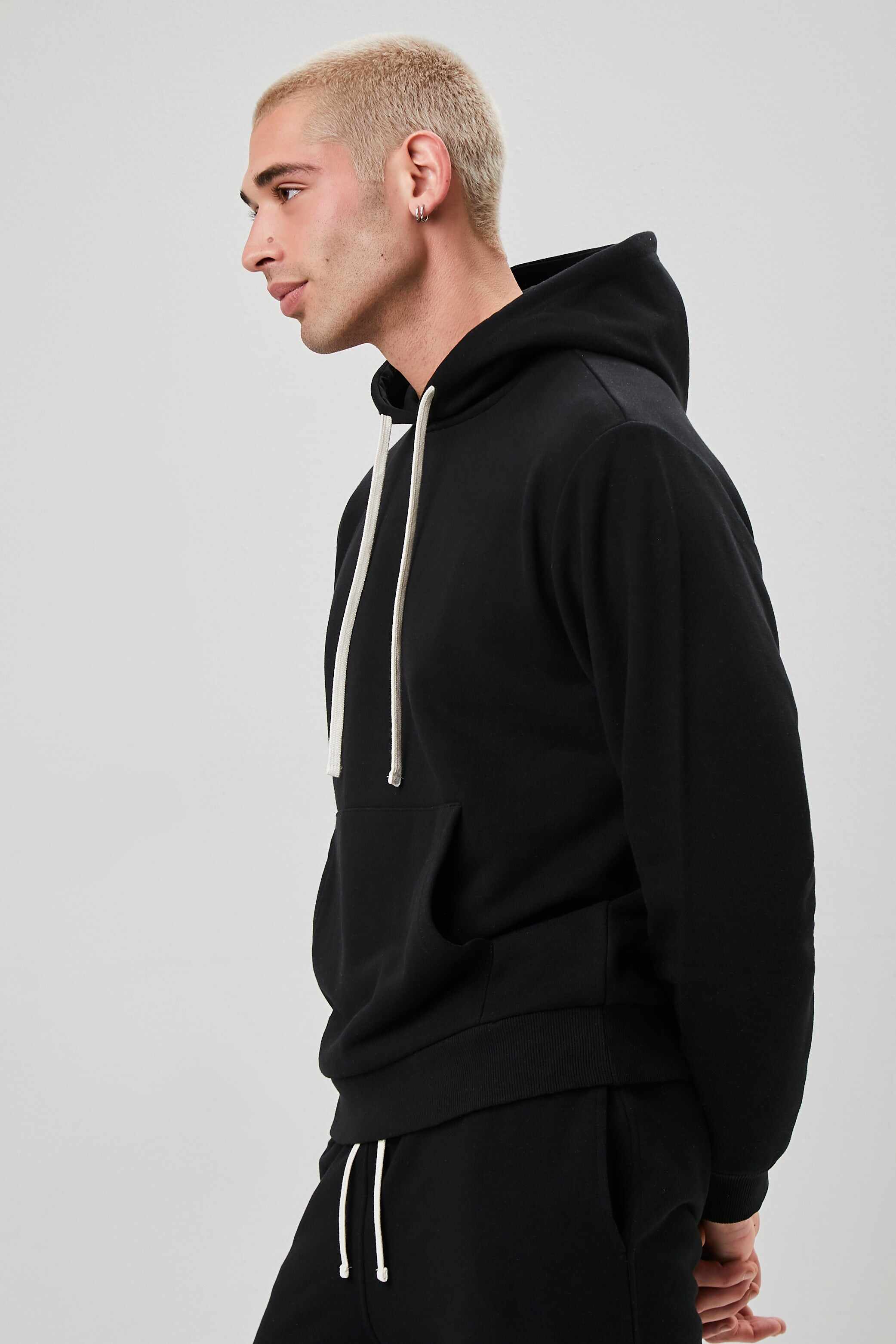 Men Apparel | Basic Drawstring Hoodie Black Forever21 - JV21206