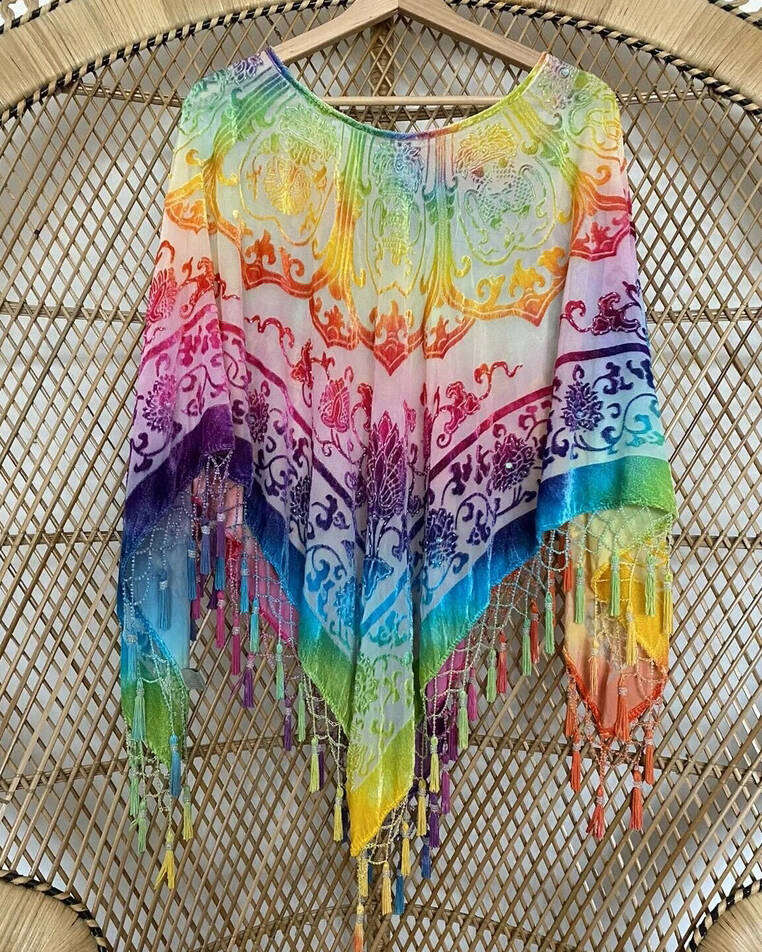 cape fringed kimono cardigan