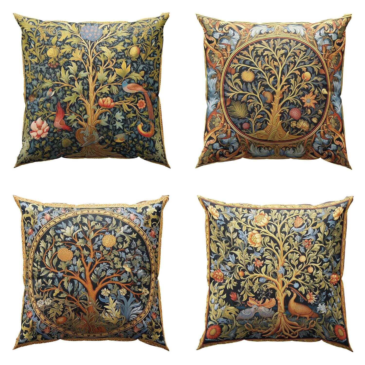 Tree of Life Double Side Pillow Cover 4PC Soft Decorative Square Cushion Case Pillowcase for Bedroom Livingroom Sofa Couch Chair