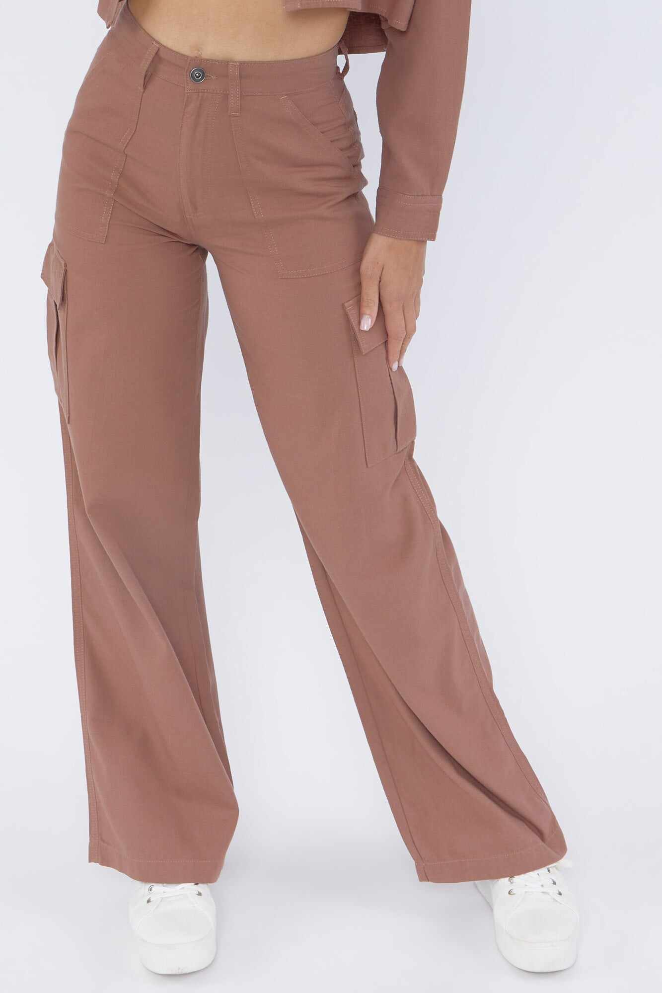 Women Apparel | Tencel Cargo Wide-Leg Pants White Forever21 - SH01447