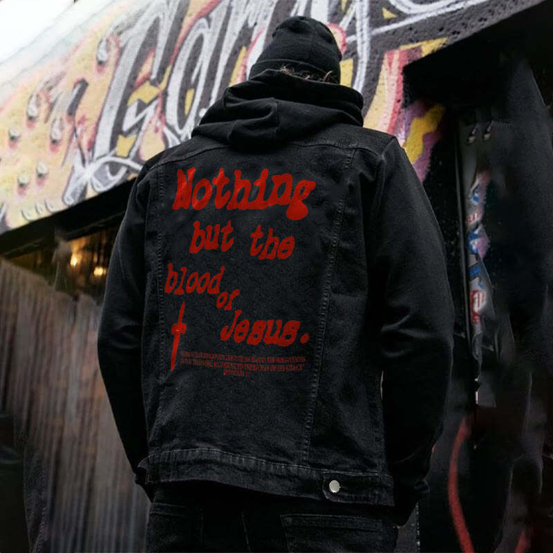 Nothing But Blood Of Jesus Print Men's Jacket