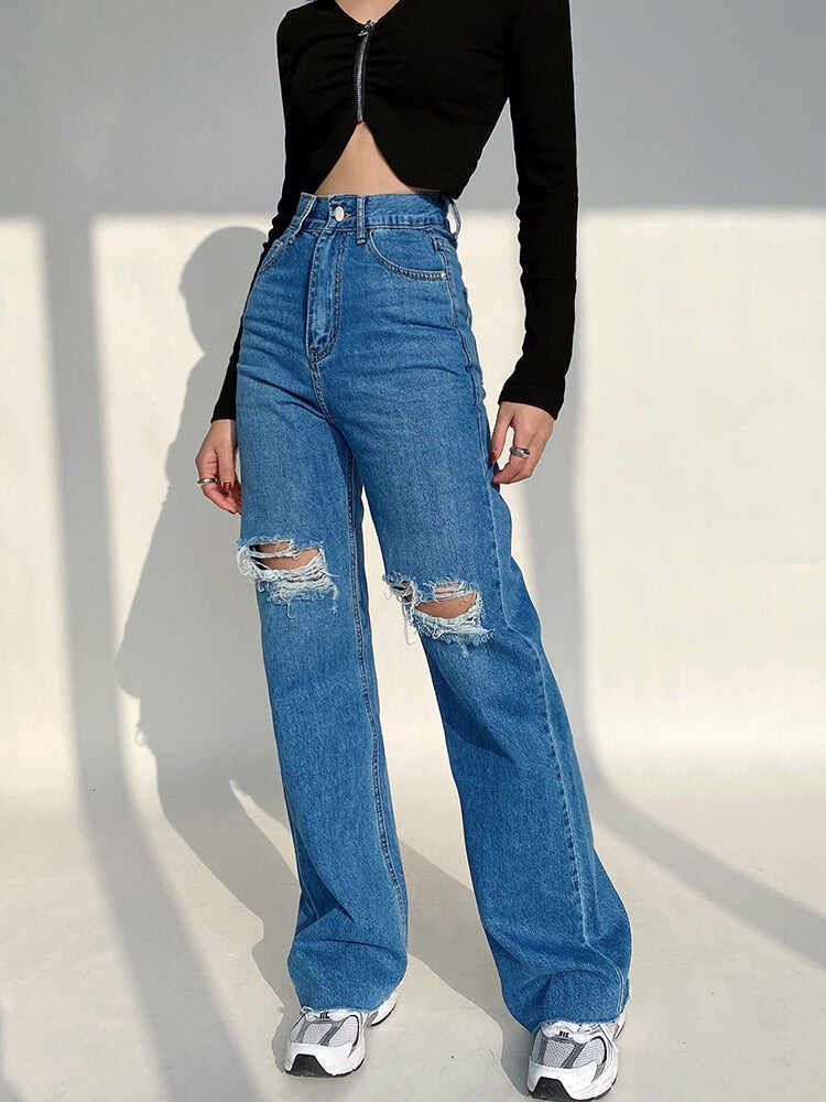 Ripped Wide-leg Jeans