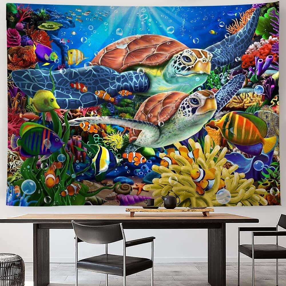 Ocean Turtle Wall Tapestry Art Decor Photograph Backdrop