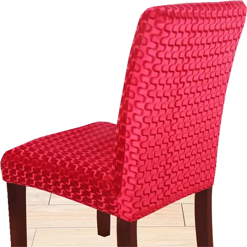 Stretch Spandex Jacquard Velvet Dining Chair Cover