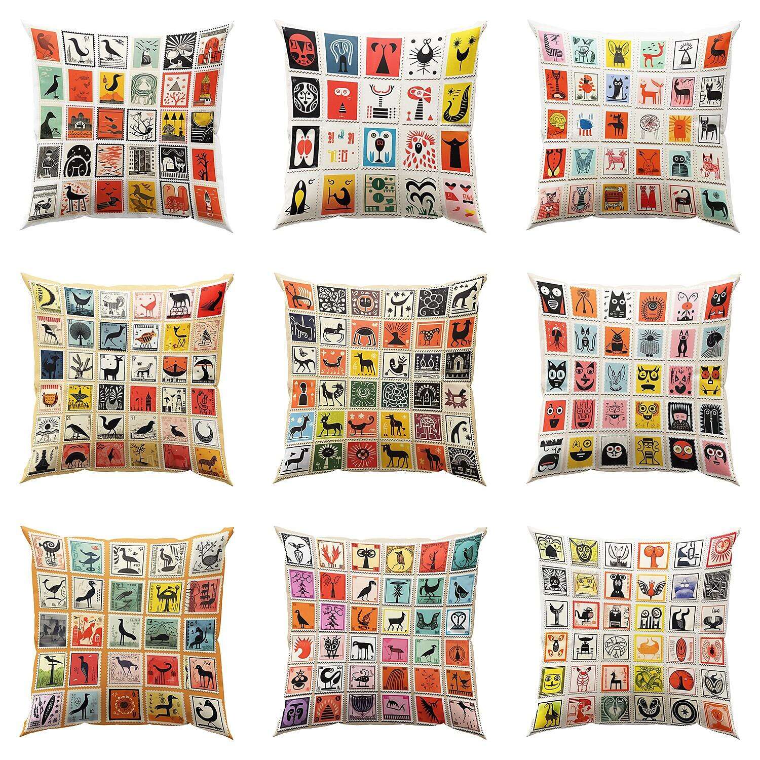 Stamp Collection Pillow Cover 1PC