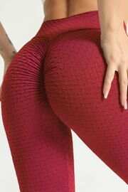 Solid Textured Scrunch Butt Sports Legging