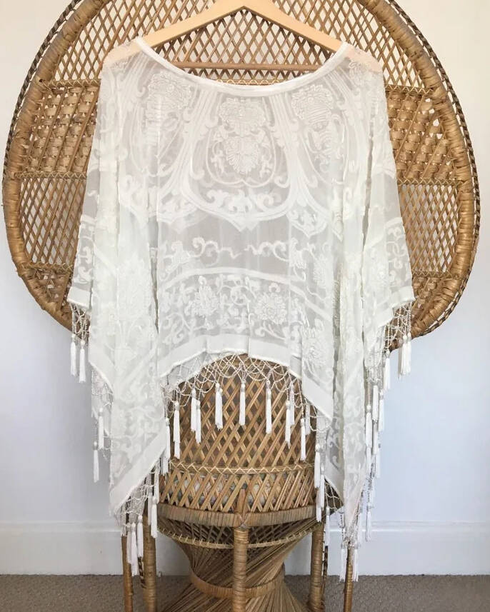 cape fringed kimono cardigan