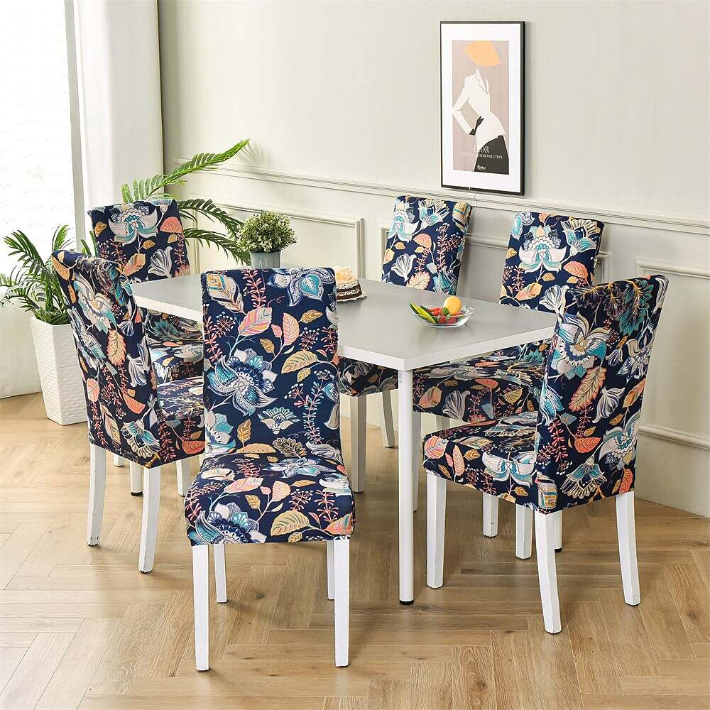 Stretch Spandex Dining Chair Cover Plants/Flower Pattern