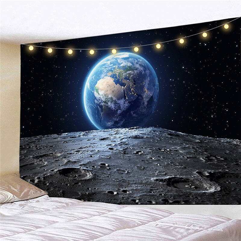 Landscape LED Lights Wall Tapestry Art Decor Universe Sky Moon Print