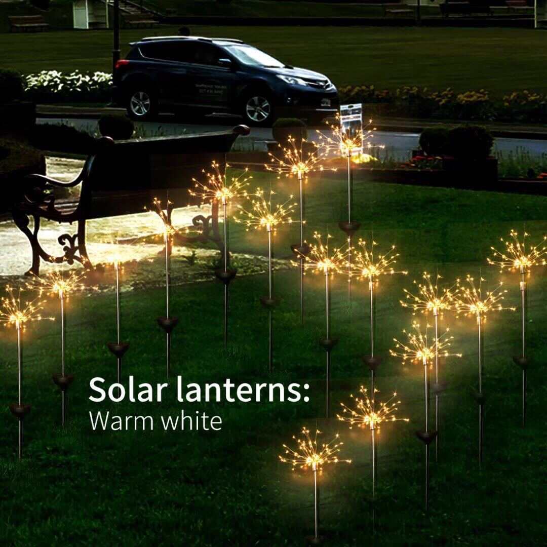 【Free Shipping】2Pc New Ground Plug Solar Fireworks Light LED