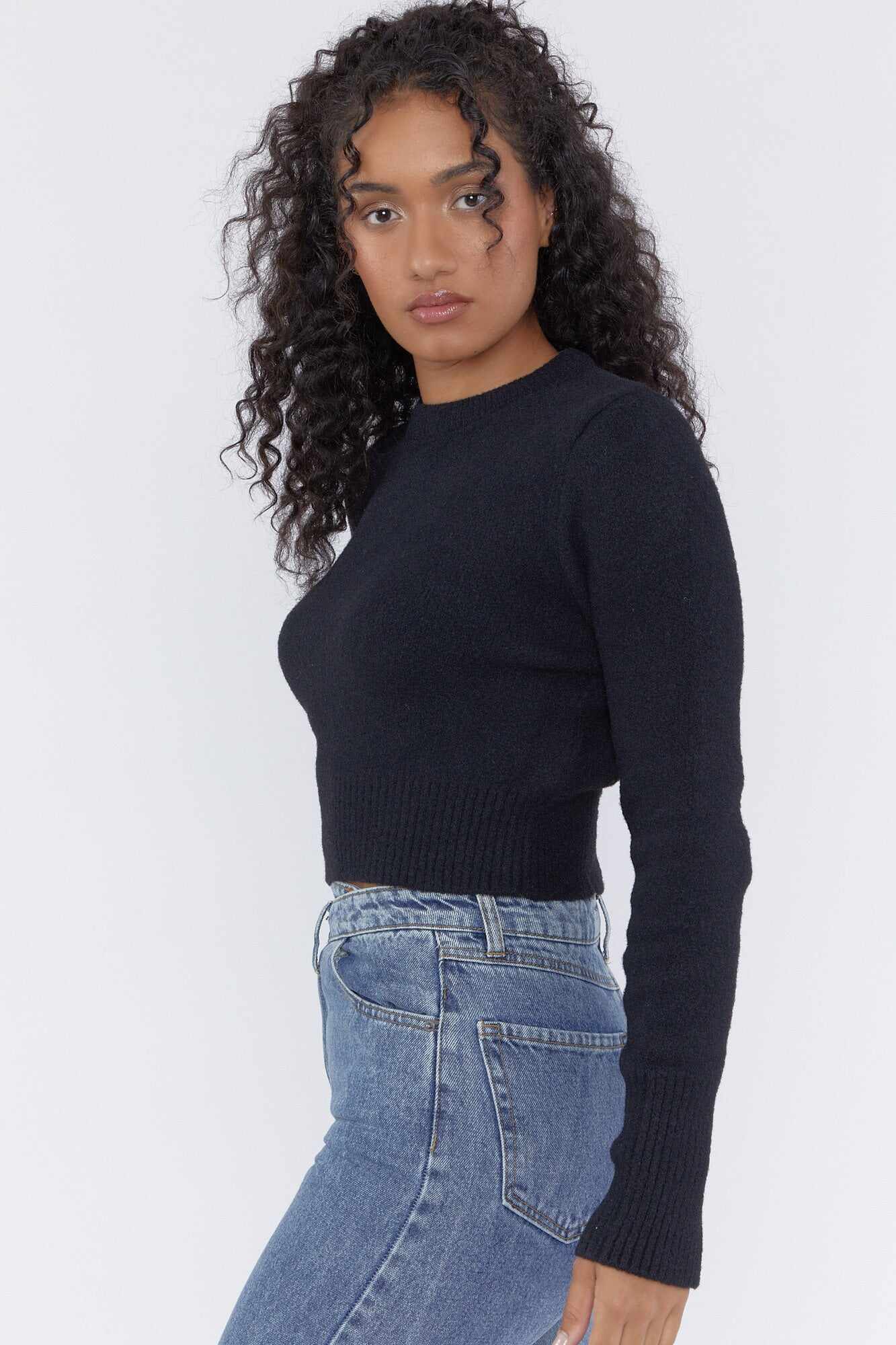 Women Apparel | Crewneck Long Sleeve Sweater Black Forever21 - FG00285