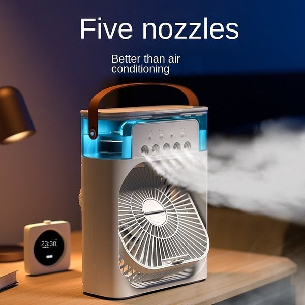 3 In 1 Air Cooling Fan Portable Fan Timer with Lights 5 Jets 3 Speeds