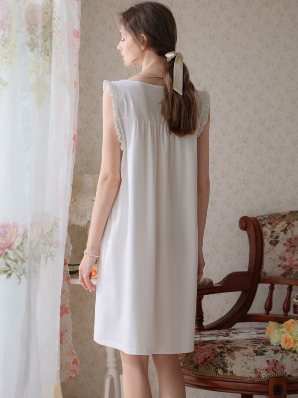 Loose Party V Neck Cotton Nightdress