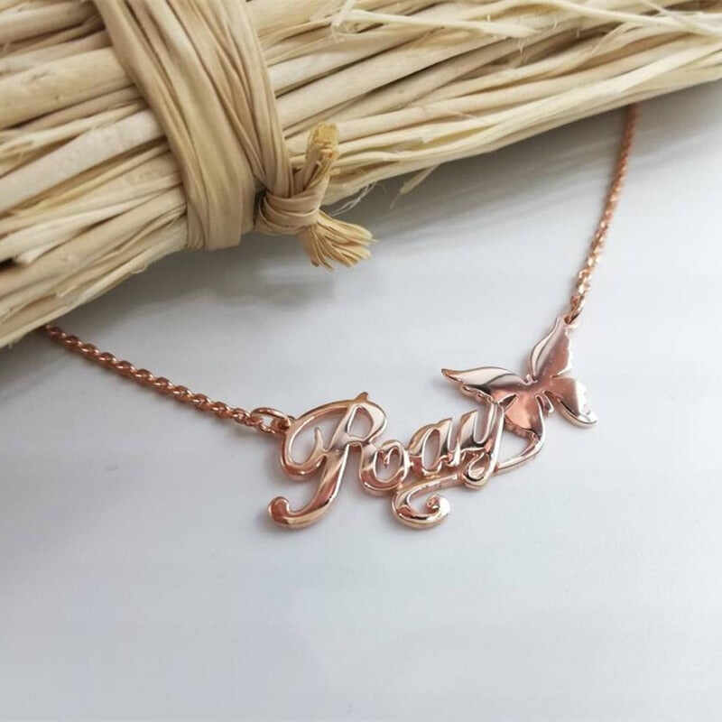 Personalized Butterfly Name Necklaces For Women Girl Favorite Jewelry Custom Ribbon Nameplate Choker Necklace Best Friends Gifts