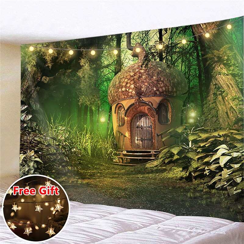 Landscape LED Lights Wall Tapestry Art Decor Fairytale Print