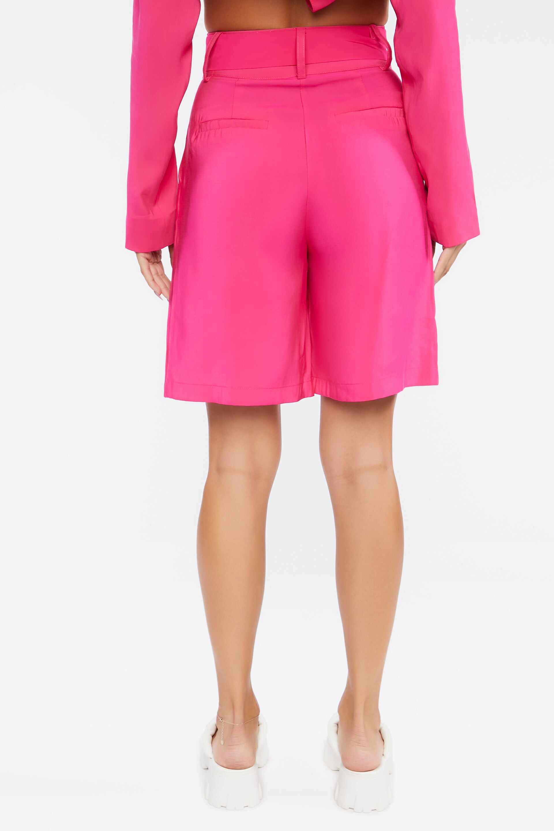 Women Apparel | Belted Bermuda Shorts Pink Forever21 - HE40198