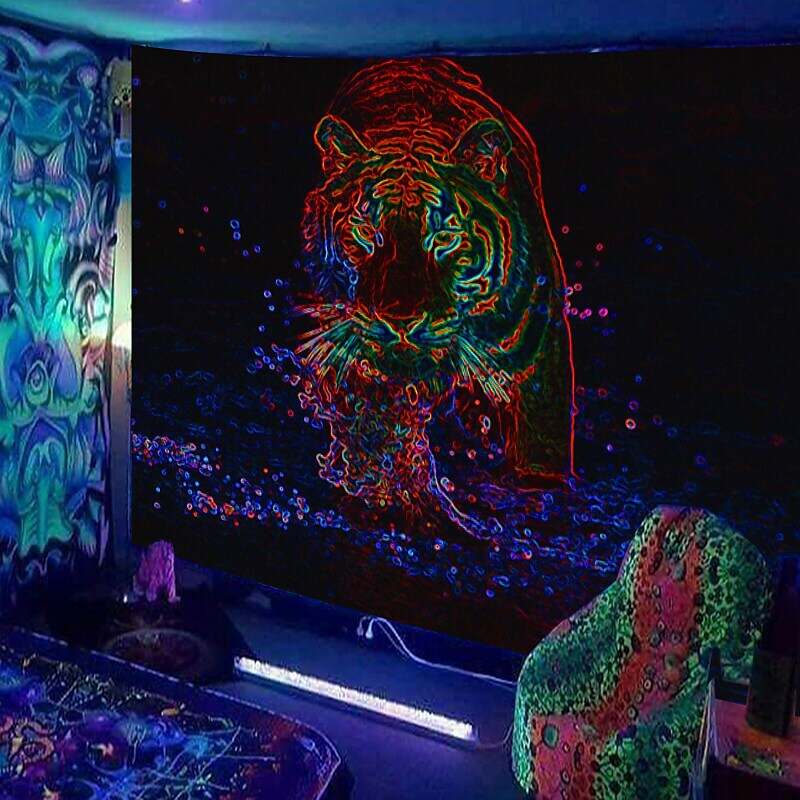 Blacklight Trippy Tapestry UV Reactive Psychedelic Tapestry