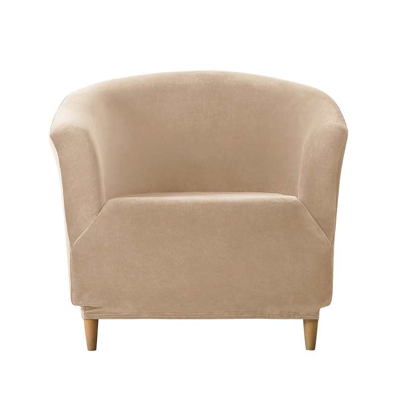 Velvet Club Chair Slipcover Stretch Armchair Covers 1-Piece