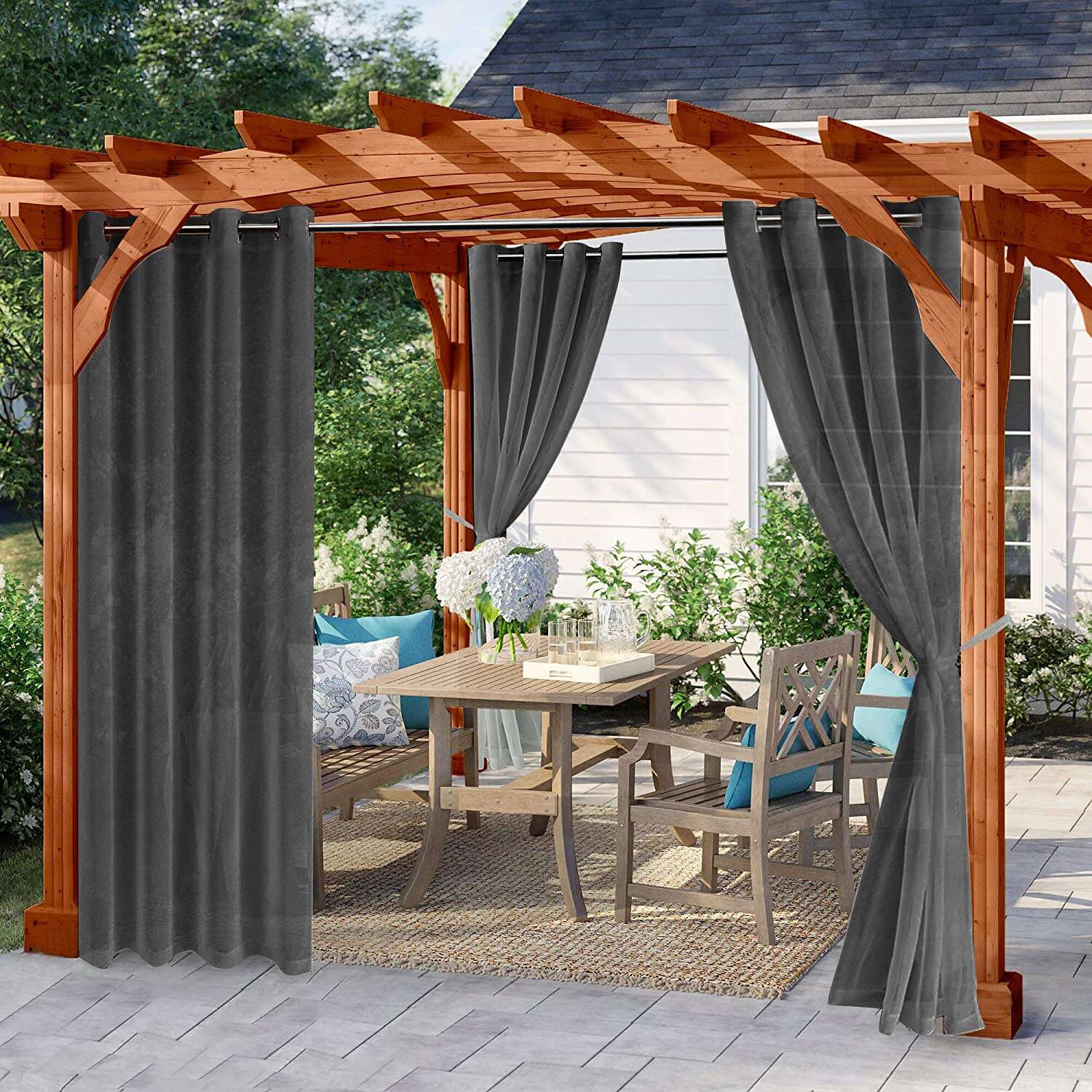 Waterproof Outdoor Curtain Privacy, Sliding Patio Curtain Farmhouse Drapes