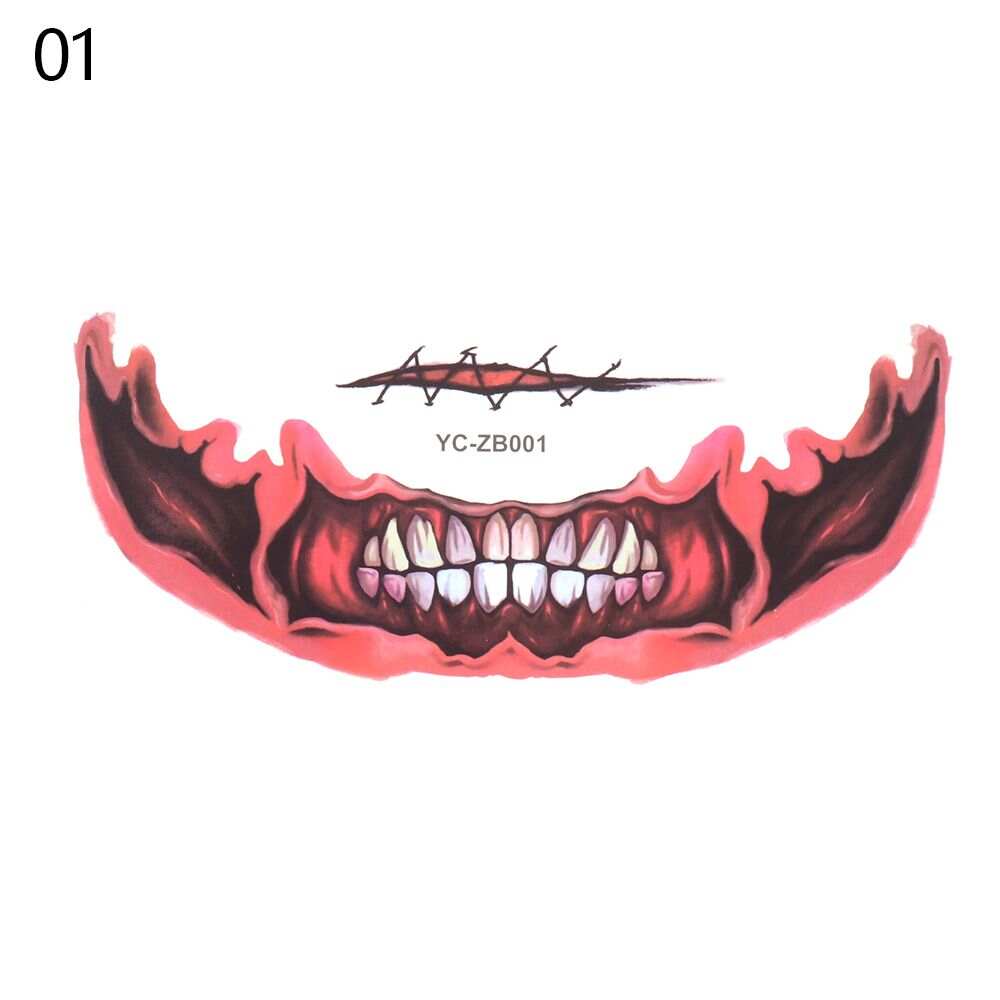 Halloween Mouth Tattoo Sticker Scary Lip DIY Decoration