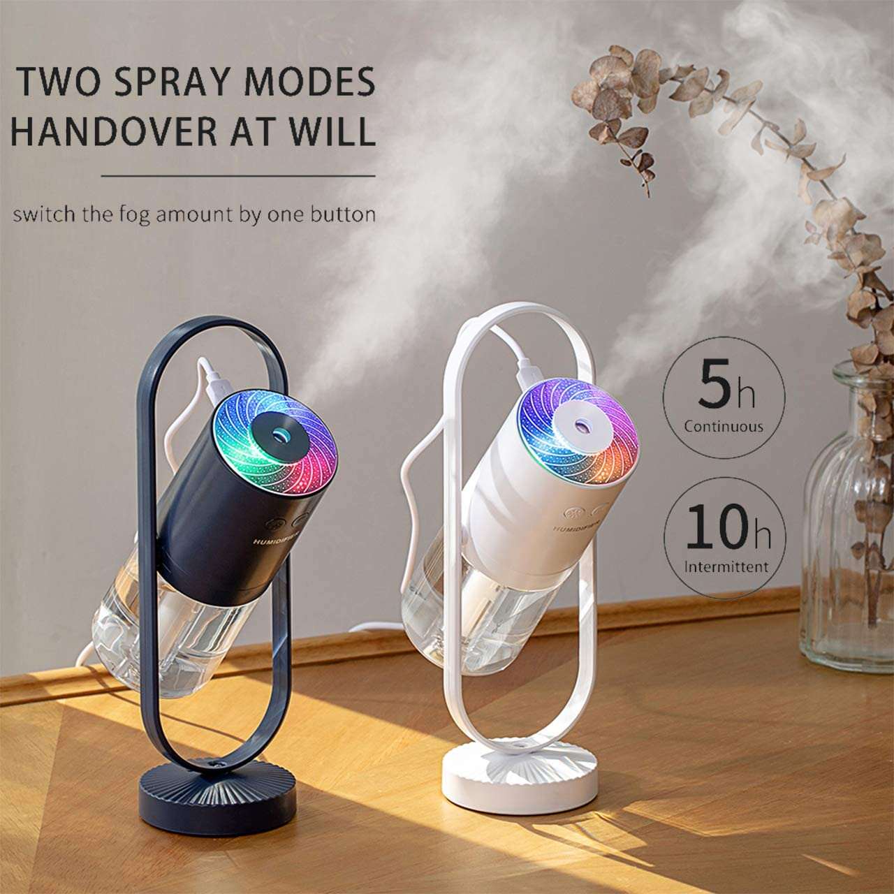 Portable Mini Humidifiers 200ml Whisper Quiet Small Cool Mist USB Personal Night Light Desktop Humidifier For Baby Bedroom Trave