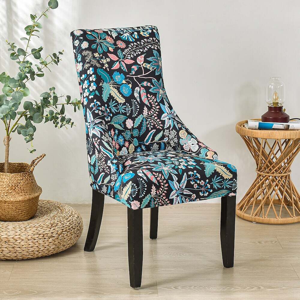 Stretch Wingback Chair Cover Boho/Flower Pattern