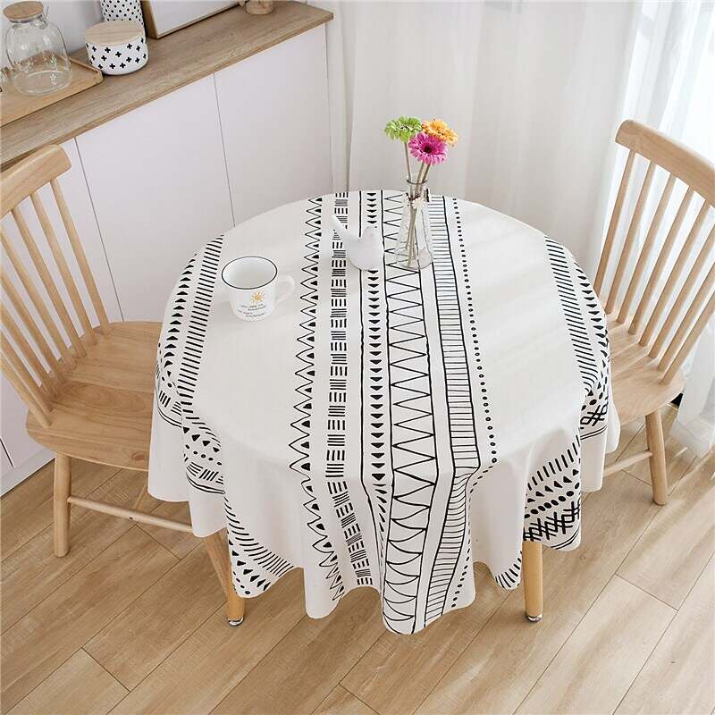 Boho Style Pastoral Tablecloth Round Table Cloth,Washable Table Cover