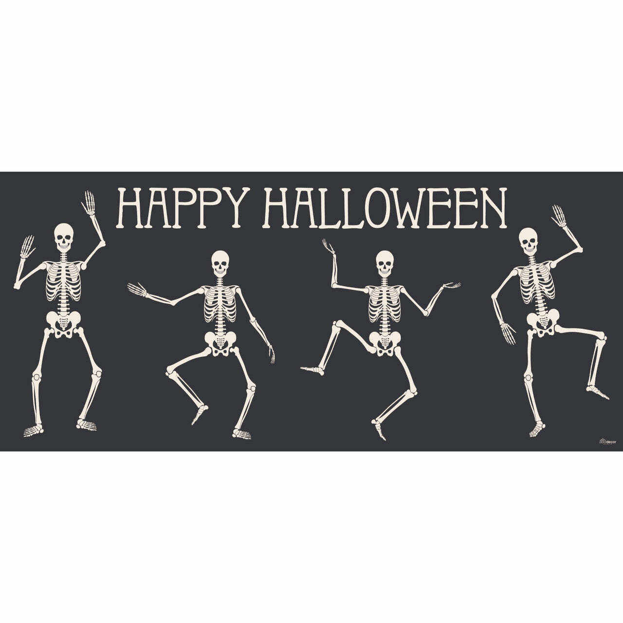 7' x 8' Ivory and Black Double Car Halloween Garage Door Banner